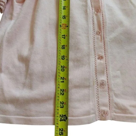 Nygard Collection Pink Lace Trim Button Front Short Sleeve Blouse Women’s L - Picture 7 of 7